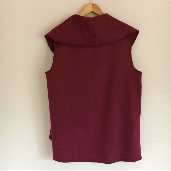 Mud Pie Burgundy Wool Blend Open Front Draped Vest - Picture 5 of 5